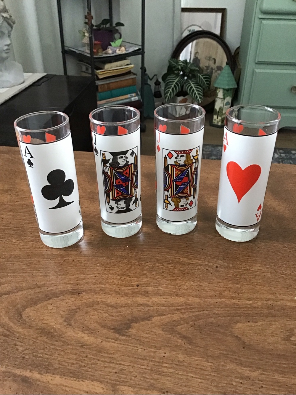 Vintage Luminarc "Card Party" shooter or tall shot glasses